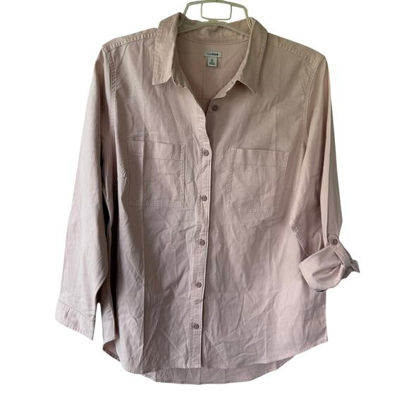 L.L. Bean Size XL Blush Pink Buttondown roll tab shirt - Picture 1 of 9